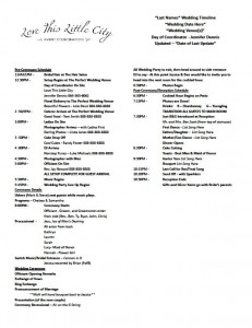 Example Wedding Timeline