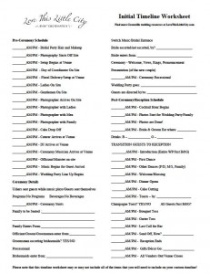 Wedding Timeline Worksheet